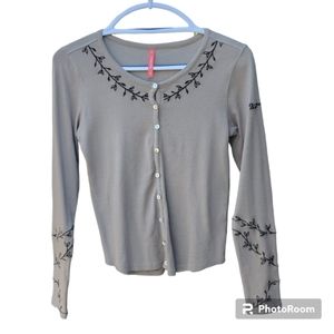 Alp N Rock Embroidered Button-Up Blouse, Size S